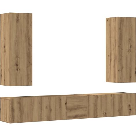 Ensemble de meuble TV mural - Armoires TV suspendues 5 pcs chêne artisanal fr1578 - Maison La Vie