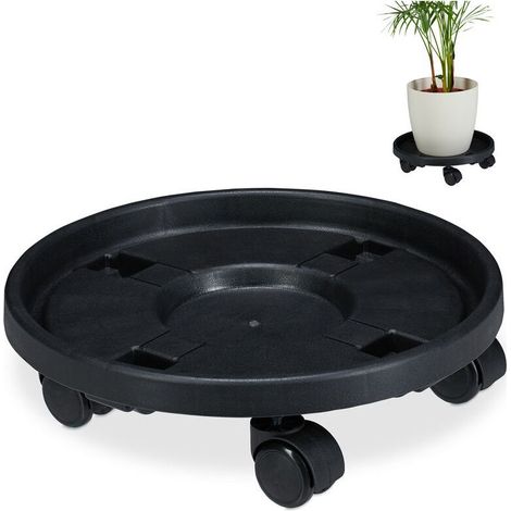 Kaelt - Plateau à roulettes pour plantes, jeu de 2, d.35,6 cm, support pour fleurs sur roues, intérieur et extérieur (1/5)