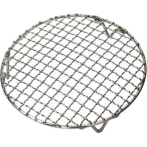Grille de barbecue ronde en acier inoxydable 22,5 cm avec support pour le camping et le refroidissement inclus. (1/4)
