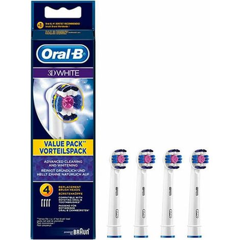 Brosses à Dents, 4 Pièces, Brosse À Dents Électrique Recharges avec Technologie CleanMaximiser, Blanc (1/5)