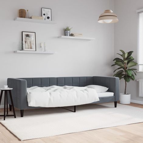 Lit de repos gris foncé 80x200 cm velours (1/5)