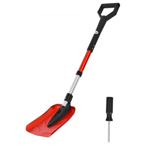 Pala de Nieve de Aleación Plegable de Aluminio, Pala Quitanieves Ancho de 22 cm Largo de 91 a 102 cm, con Empuñadura en D de PP, Portátil y Ligera, para Quitar Nieve de Entrada de Vehículos (1/5)