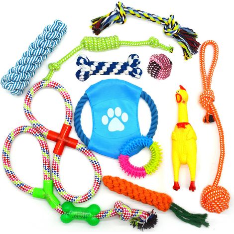 Jouet Pour Chien - Set De 12 Pièces Avec Sac De Rangement - Pour Stimulation Cérébrale Et Soins Dentaires (1/5)