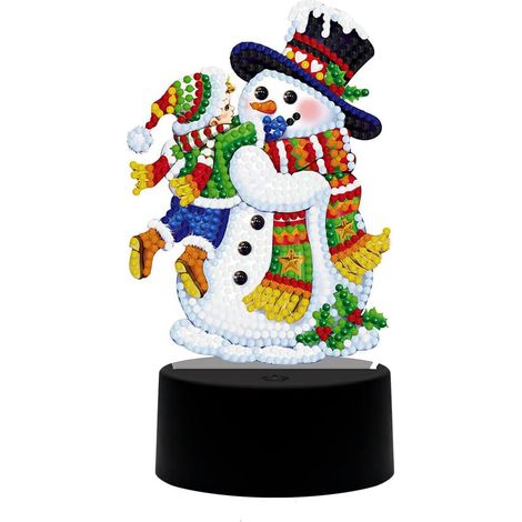 Diamantmalerei Schneemann-Nachtlicht, 5D-Kristall-Tischdekoration mit 7 Farben für erwachsene Anfänger
