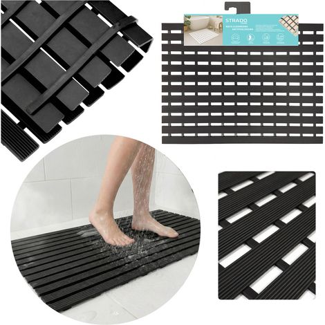 Alfombrilla antideslizante para bañera o ducha, 43x61cm (Negra)
