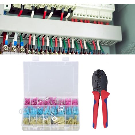 Kit d'outils de sertissage de connecteurs de fils thermorétractables de qualité marine, 280 pièces, connecteur électrique à anneau fourchu de type pelle AWG 20-10. (1/5)