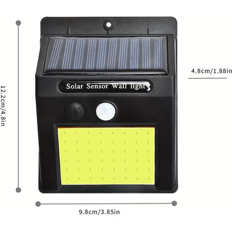 Applique murale LED (48COB) extérieure solaire, lampe avec détecteur de mouvement PIR, compatible avec éclairage public solaire et décoration de jardin (1/5)