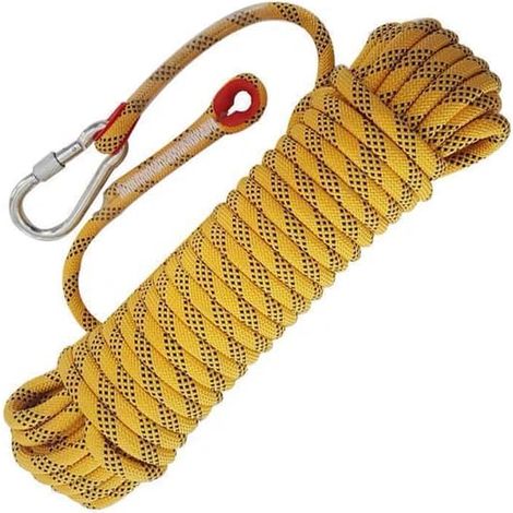 Corde d'escalade, corde en nylon, ensemble domestique résistant, corde à linge, corde d'escalade statique d'extérieur, corde d'aérobic, jaune, diamètre 10 mm, 10 m