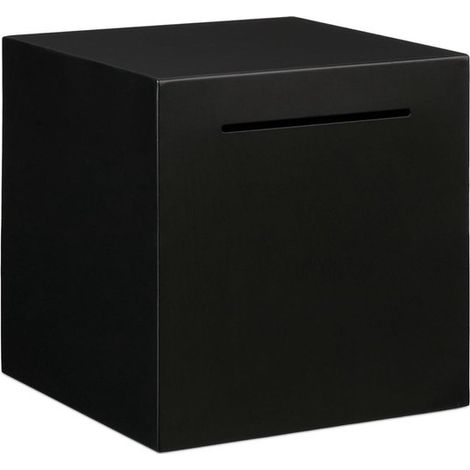 Longziming - Tirelire - Tirelire privée - Cube en acier inoxydable pour pièces et billets - Pour l'épargne à long terme - Noir - 1 pièce (1/5)