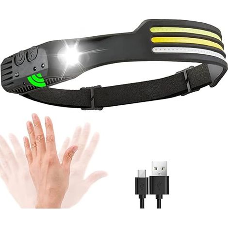Faro LED Brillante, Faro, Haz Ancho y Foco, Faro Ligero con Sensor de Movimiento, Faro para Exteriores, Correr, Acampar, Senderismo [Clase de eficiencia energética A+++] (1/5)