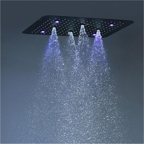 Ensemble de douche mitigeur thermostatique intelli Systèmes de douche à effet pluie pommeau de douche à LED, mitigeur de bain à vanne thermostatique, ensemble de douche au plafond intégré en acier ino (1/5)