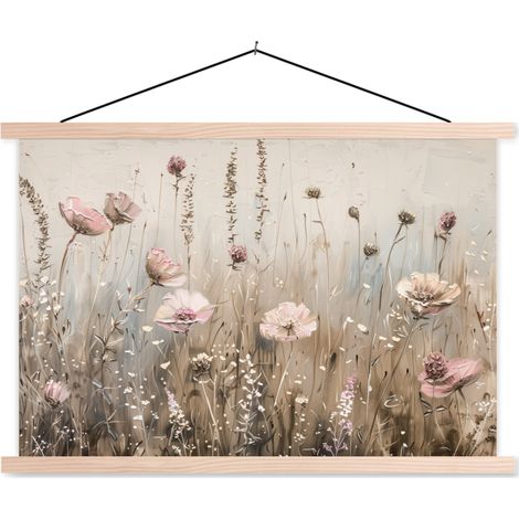 POSTER CON CORNICE MAGNETICA Fiori - Rosa - Moderno - Beige 60x40 cm
