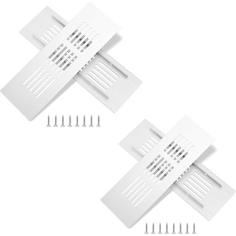 Grille de ventilation en aluminium avec vis pour la ventilation des armoires et des pièces, 15 x 5 cm, argent, 4 pièces