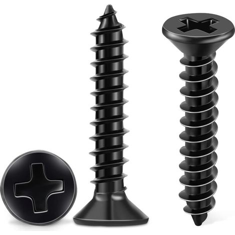 100 PCS Vis Inox 18-8 A2 Tête Fraisée Cruciforme PH Ø 4 x 25 mm noire Vis Autotaraudeuses, Inoxydable Oxyde Noir Bricolage Vis à Bois M4 (1/5)