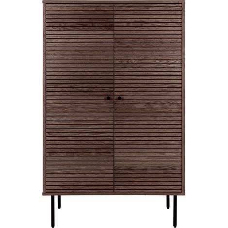 Meuble de rangement 2 portes KYOTO – Chêne & métal noir-Marron (1/5)