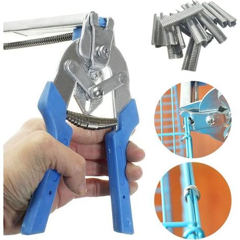 1 Pince à anneau de porc avec 600 clips M pour cages d'animaux domestiques, poulet, caille, cage à oiseaux, chat, chien, animal de compagnie, outils d'installation de cage à lapin (1/3)