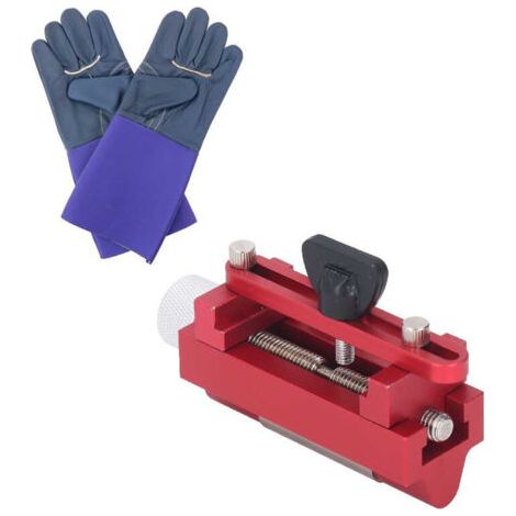 Guide d'affûtage pour burins, rabots, burin en alliage d'aluminium, outil de guidage d'affûtage de ciseau, gabarit d'affûtage pour lames de raboteuse + 1 paire de gants de travail de sécurité (1/5)