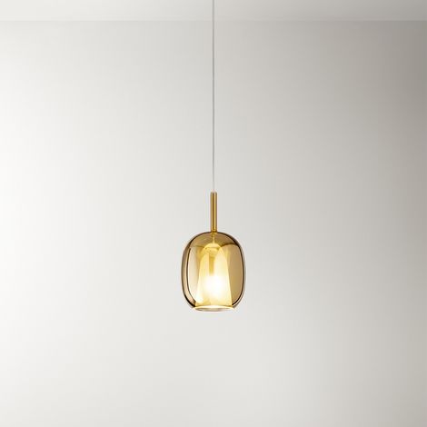 Vetro Borosilicato Contemporaneo Rain Oro Specchiato D17,5 Senza Rosone