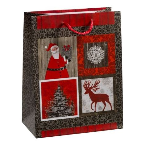 Duni Geschenktüte Christmas Mood braun/rot 17,8 x 22,9 cm