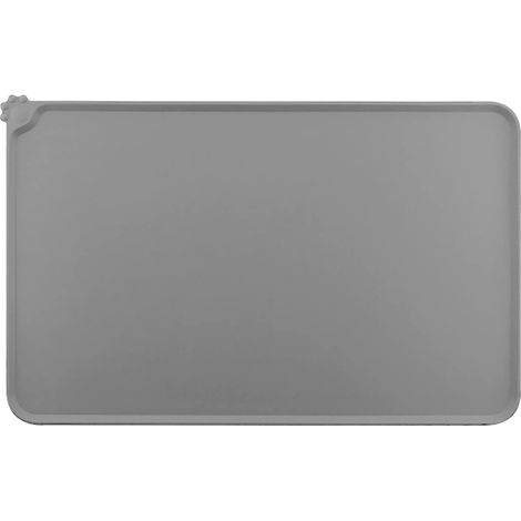 Tapis d'alimentation pour chien et chat, porte-gamelle, plateau en silicone imperméable et antidérapant, gris, yux (1/5)