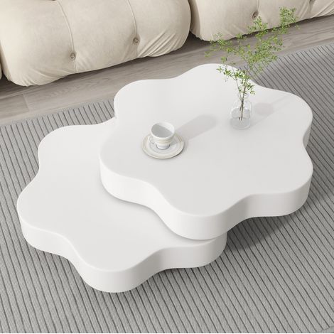 Drehbarer Blumentisch 360°, 74,8 x 67,5 x 31 cm, MDF, cremeweiß HAVRYA (1/5)