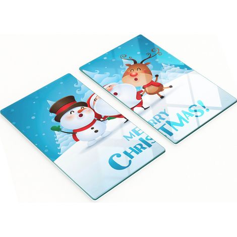 Tablas de cortar decorativas de vidrio templado Feliz Navidad 2x30x52 cm