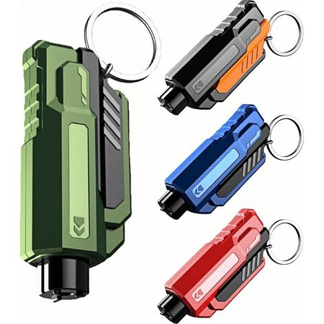 Marteau de sécurité 2 en 1 : coupe-ceinture, brise-vitre, marteau d'urgence, marteau de voiture, outil de sortie de secours. Comprend 4 verres de test (1/5)