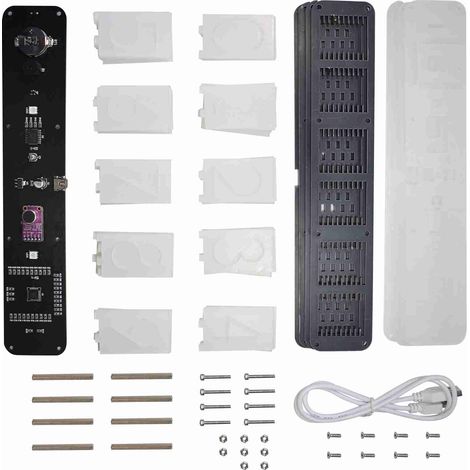 Kit Réveil Numérique LED à Gros Caractères 6 Chiffres Affichage Horloge Électronique Semi-Finie Module de Spectre Musical Multifonction Heure / Température / Date / Semaine (1/4)