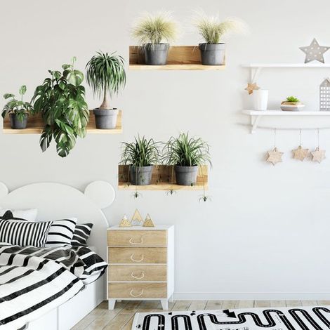 Juego de 9 pegatinas de pared 3D con diseño de plantas y efecto de nicho: Monstera realista y plantas de interior verdes，cocina y dormitorio (1/5)