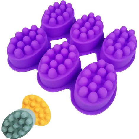 Moule à savon de massage en silicone, moule en silicone à 6 cavités, moule à savon en silicone pour brosse à cheveux, pour la fabrication de savon, bougies, pain, chocolat, glaçons (1/5)