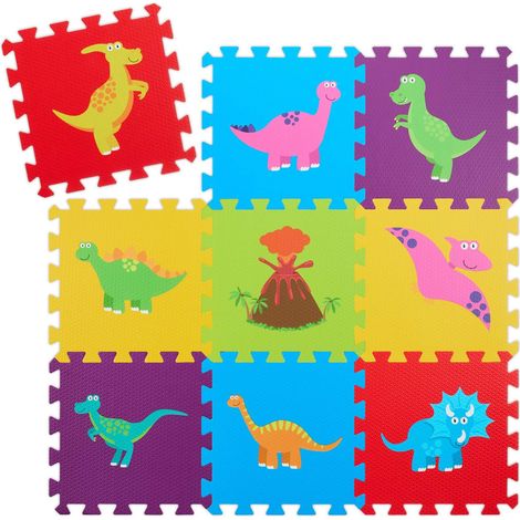 Alfombra rompecabezas de dinosaurios de colores