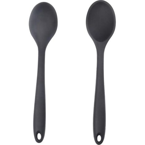 Cuillère En Silicone - 27.5 Cm - Manche Long - Résistant À La Chaleur Jusqu'à 230 °C - Antiadhésif - Pour Mélanger Remuer Sauter - 2 Pièces