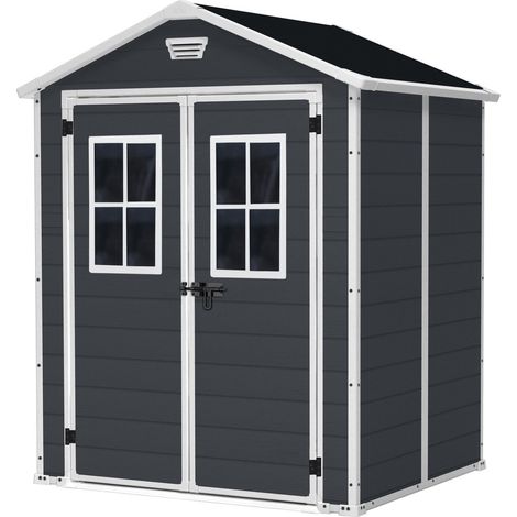 Keter Manor 65 Gartenhaus - 185x152x226cm - Kunststoff - Anthrazit - leicht zu montieren - 10 Jahre Herstellergarantie