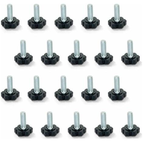 Pied de Nivellement pour Meubles, Filetage M6x30mm, Paquet de 20, Noir/Argent (1/4)