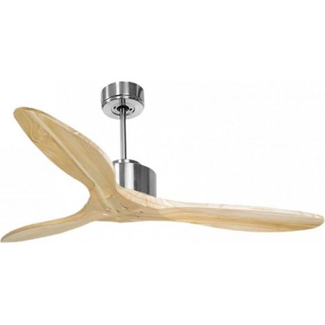 Modulo de KlassFan - Super destratificateur et ventilateur DC 132 cm Chrome pales bois clair sans Lumière  25 à 40 m²