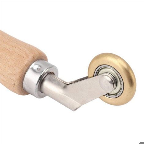 2X Rouleau de Couture de Papier Peint de 40 mm en Acier, Manche en Bois, Rouleau de Couture en Silicone, Roue en Laiton à Double (1/5)