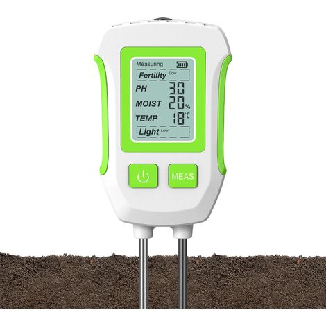 (Cyan) Testeur de sol numérique LCD 3 en 1, capable de mesurer le pH/l'humidité/la température du sol, haute précision, avec rétroéclairage. (1/5)