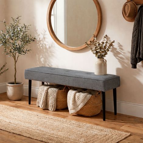 Banc 140x36x48 cm en tissu beige et noir - NAZCA (1/5)