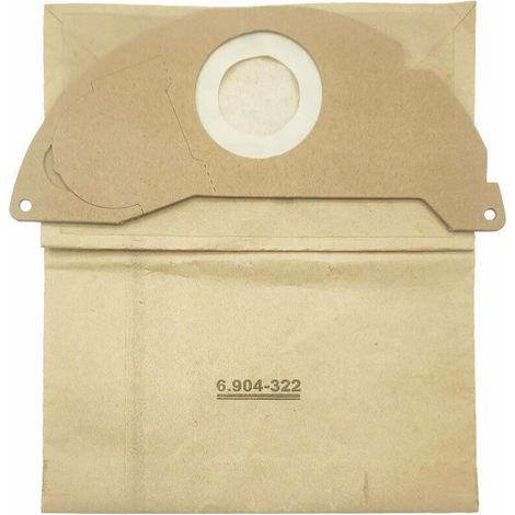 Sacchetti per aspirapolvere per Kärcher WD2, confezione da 8 sacchetti filtro in carta Sacchetti filtro premium per Kärcher 6.904-322.0 WD 2.200 A2004 Sacchetti per aspirapolvere, (1/5)