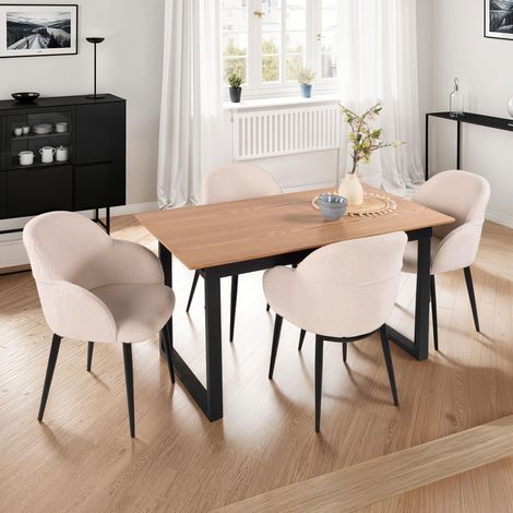 Ensemble table extensible 140-240 cm + 4 chaises en bouclette - VENTER