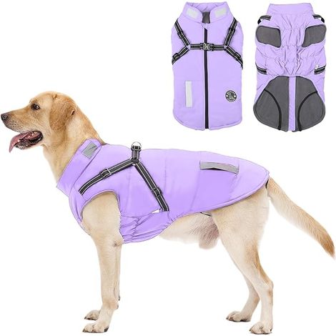 Manteau pour chien avec Harnais intégré, Veste imperméable pour chien chaud avec réfléchissant pour chiens petits, moyens et grands (1/5)