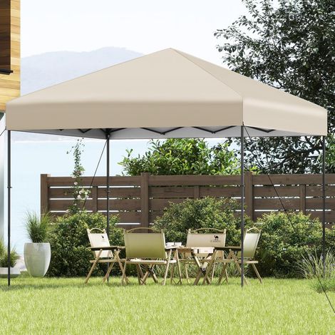 GOPLUS Tonnelle de Jardin Exterieur Impermeable Pliante, Tente de Réception avec Toit Argenté, Abri Solaire Réglable en Hauteur, Sac Transport (3x3MBeige) (1/5)