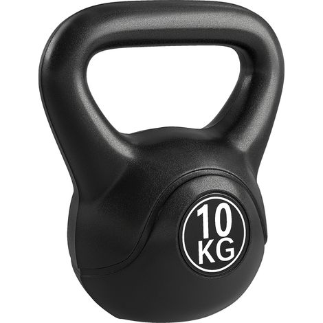 Kettlebell da 10 kg, manubrio con impugnatura ergonomica, manubrio a sfera, allenamento di forza, allenamento, 25 x 19 x 28 cm nero