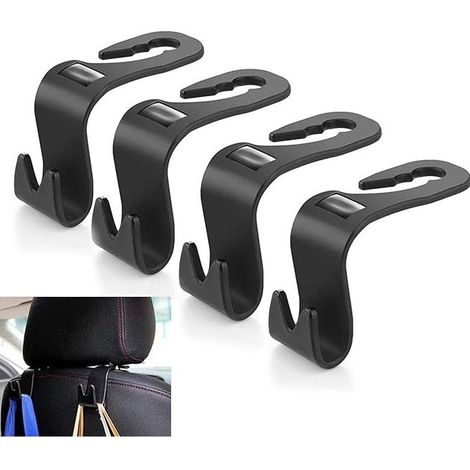 Ganchos de almacenamiento para coche, gancho para reposacabezas, soporte para colgar en el asiento trasero, organizador para vehículos para bolsos, carteras, abrigos, bolsas de la compra, negro (1/5)