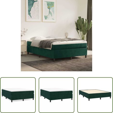 Matratze - Boxspringbett mit Matratze Dunkelgrün 140x200 cm Samt (1/5)