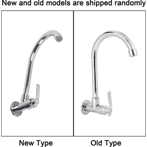 Grifo de cocina individual de pared (agua fría) con conexión G1/2", cuerpo de cobre cromado para una instalación fácil y duradera. (1/5)