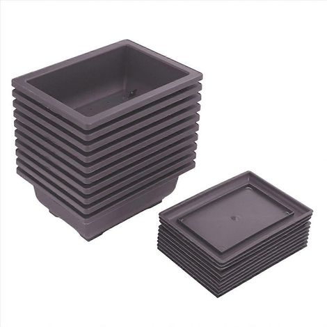 10 Packs Bonsai Training pots avec plateau plastique Bonsai Growing pot (1/5)