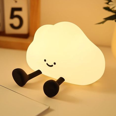 Veilleuse - Veilleuse nuage - Veilleuse mignonne en silicone - Rechargeable - Lampe LED pour chambre d'enfant - Avec minuterie - Trois niveaux de luminosité, idéale pour la chambre à coucher, la décor (1/5)