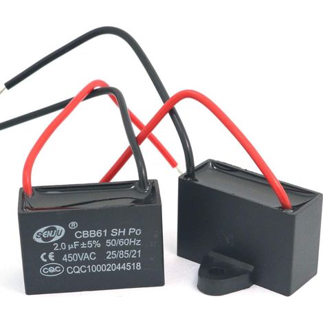 2 Stück CBB61 2uF 450V AC 50/60Hz Lüftermotor-Stromkondensator (1/5)