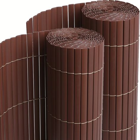 Lot de 2 Canisses Brise vue en PVC tube Plat,Clôture protection pour jardin terasse balcon coloris marron foncée (1/5)